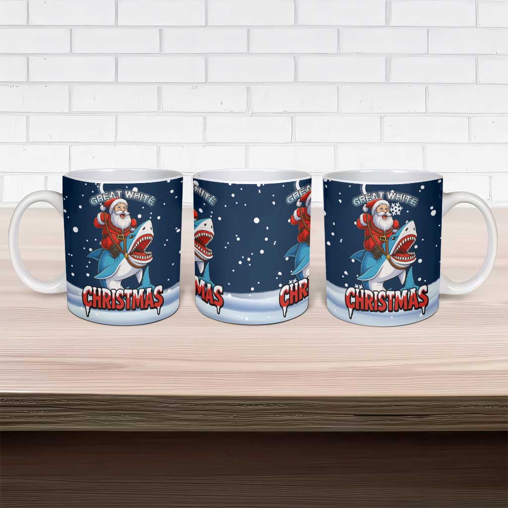 Great White Christmas Shark Christmas Ceramic Mug Funny Xmas Holiday Patterns - Wonder Print Shop