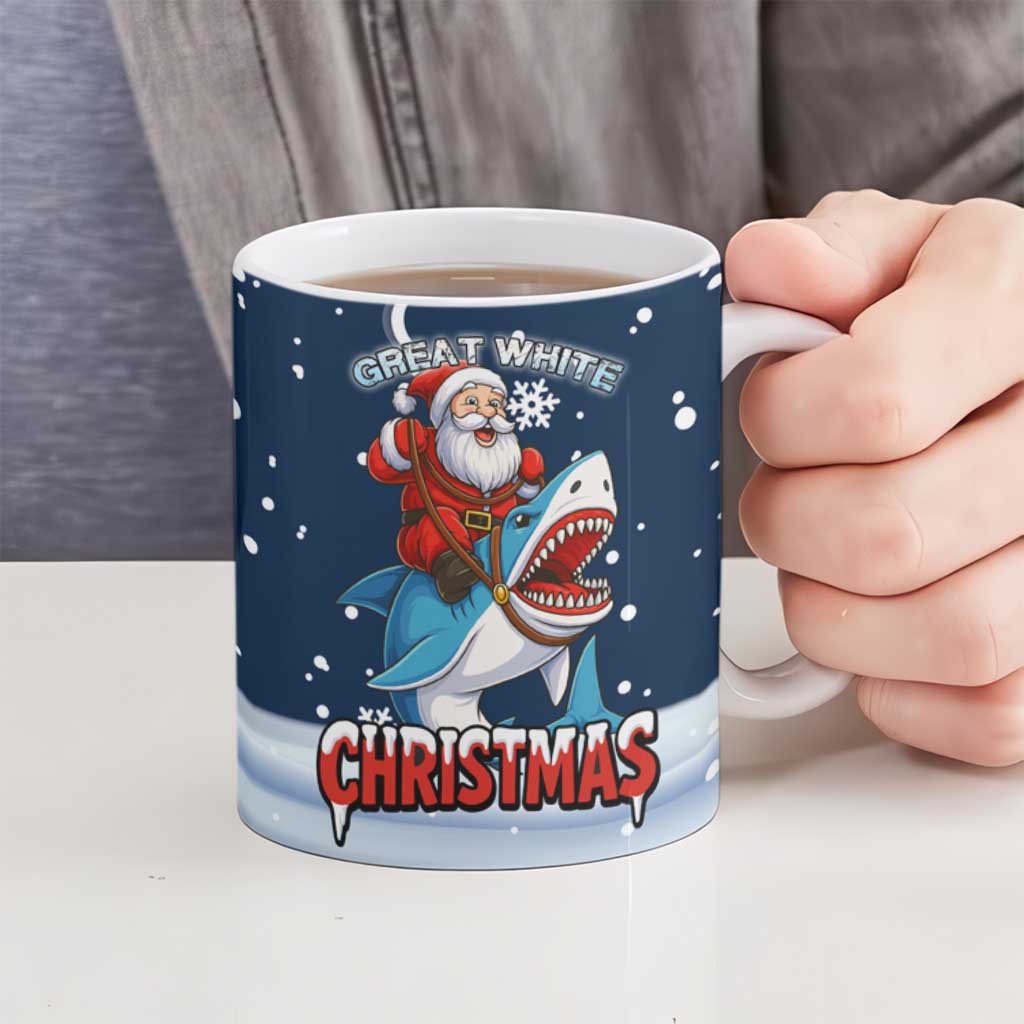 Great White Christmas Shark Christmas Ceramic Mug Funny Xmas Holiday Patterns - Wonder Print Shop