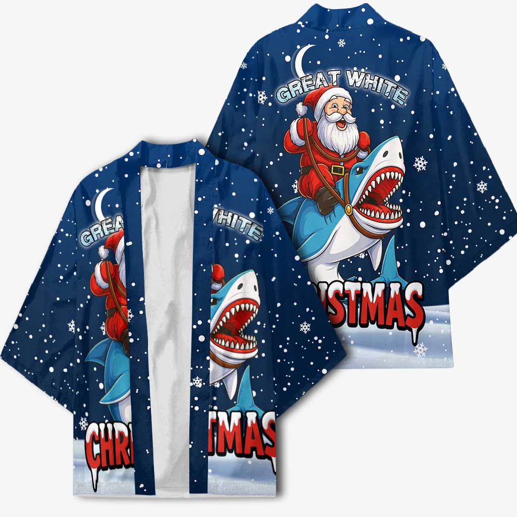 Great White Christmas Shark Christmas Kimono Funny Xmas Holiday Patterns - Wonder Print Shop