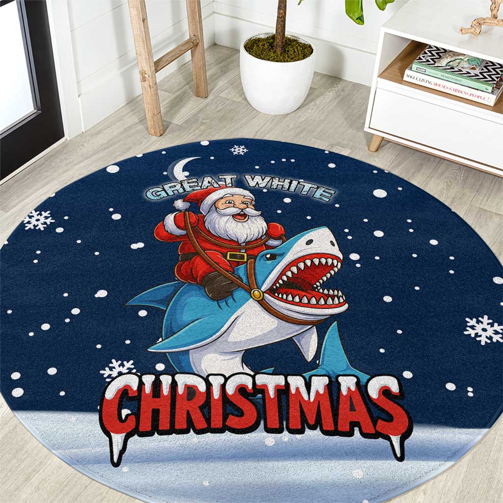 Great White Christmas Shark Christmas Round Carpet Funny Xmas Holiday Patterns - Wonder Print Shop