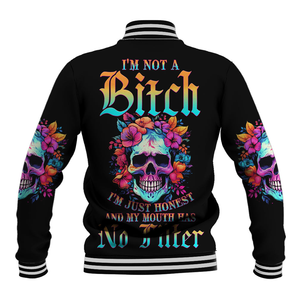 I'm Not A B I'm Just Honest Skull Roses Colorful Baseball Jacket - Wonder Print Shop