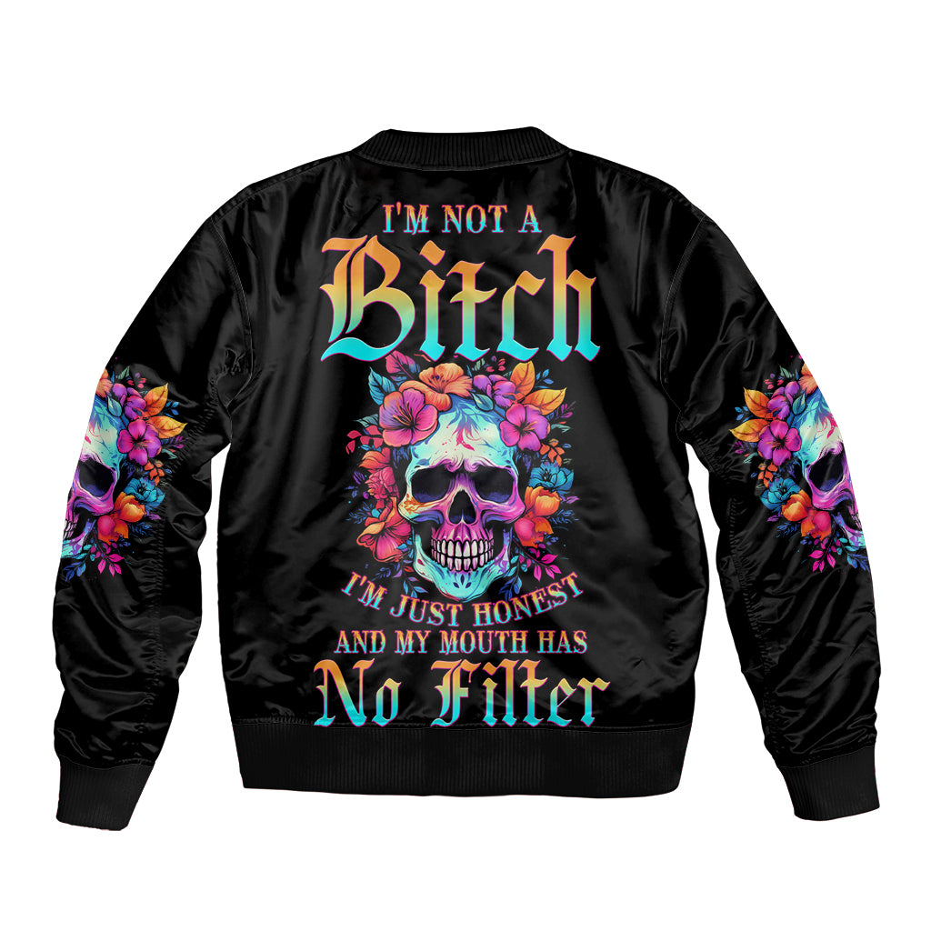 I'm Not A B I'm Just Honest Skull Roses Colorful Bomber Jacket - Wonder Print Shop