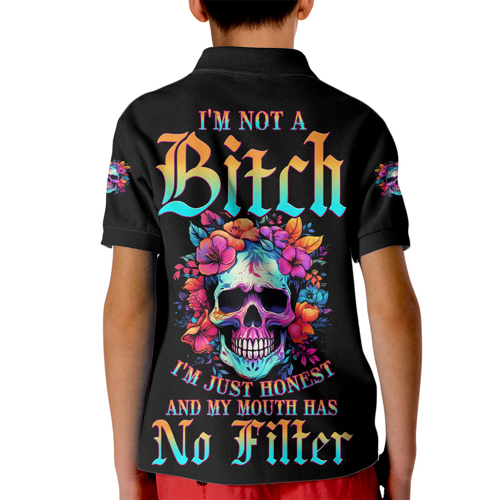 I'm Not A B I'm Just Honest Skull Roses Colorful Kid Polo Shirt - Wonder Print Shop