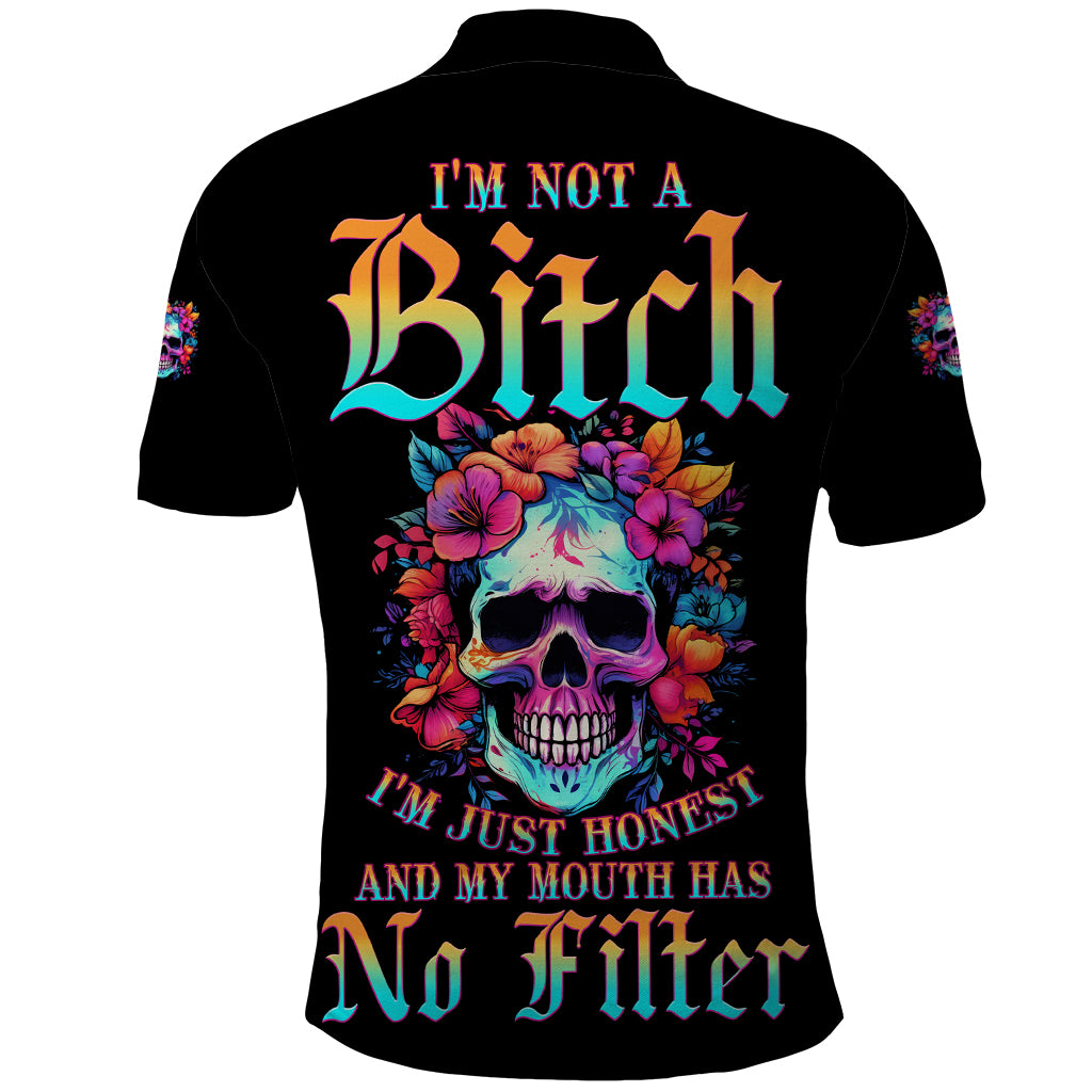 I'm Not A B I'm Just Honest Skull Roses Colorful Polo Shirt - Wonder Print Shop