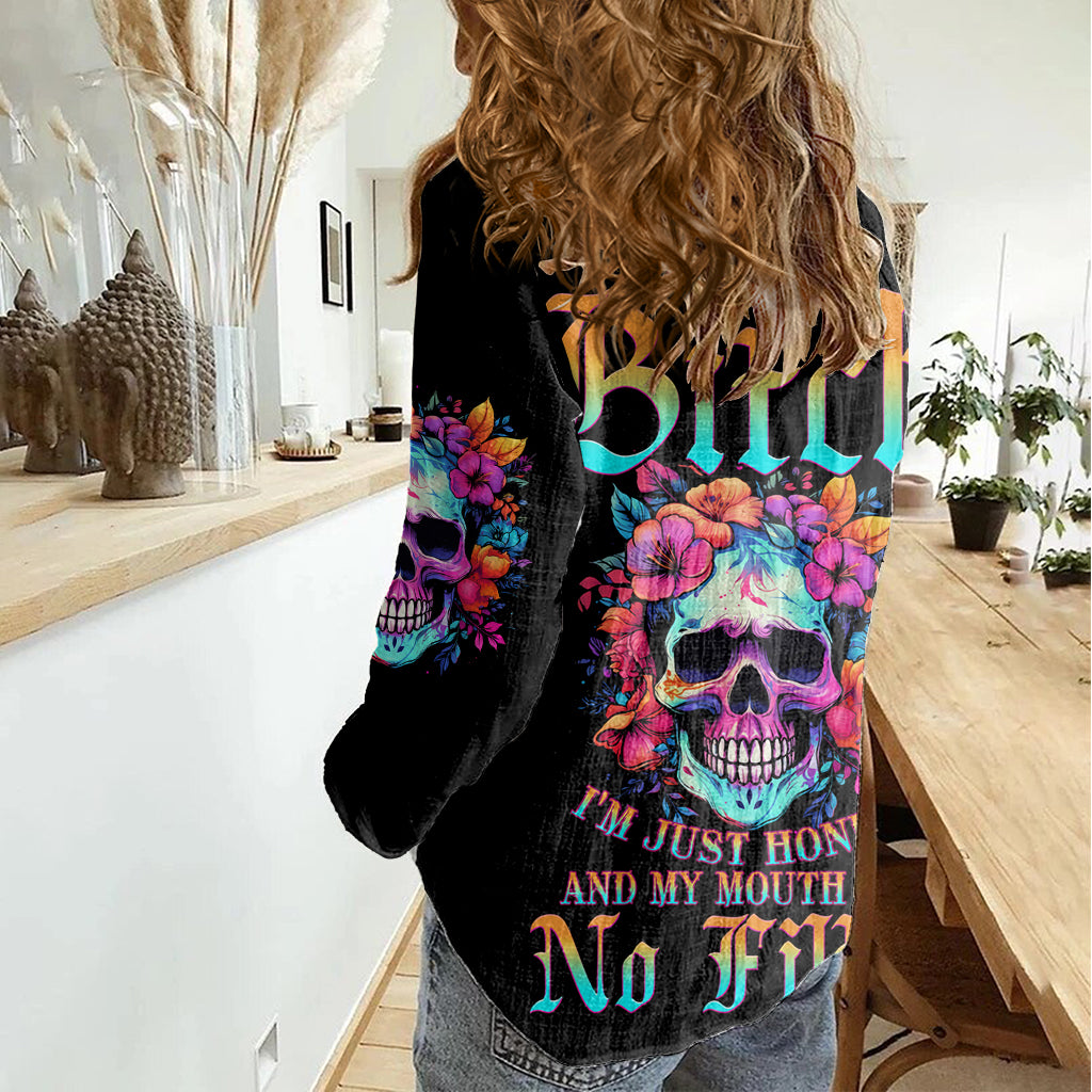 im-not-a-b-im-just-honest-skull-roses-colorful-women-casual-shirt