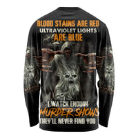 Unisex long sleeve shirt in black with skull and sci-fi graphic on back