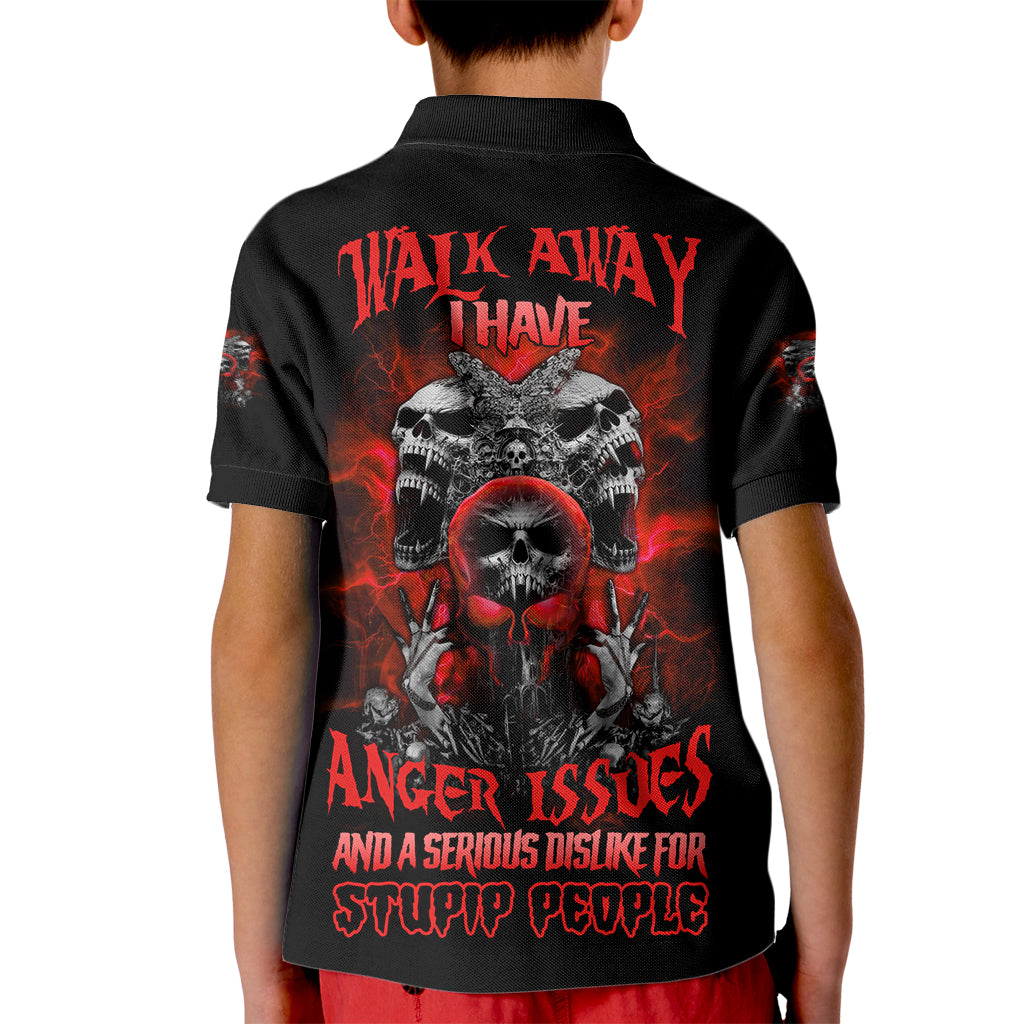 Walk Away I Have Anger Issues Skull Kid Polo Shirt - Wonder Print Shop