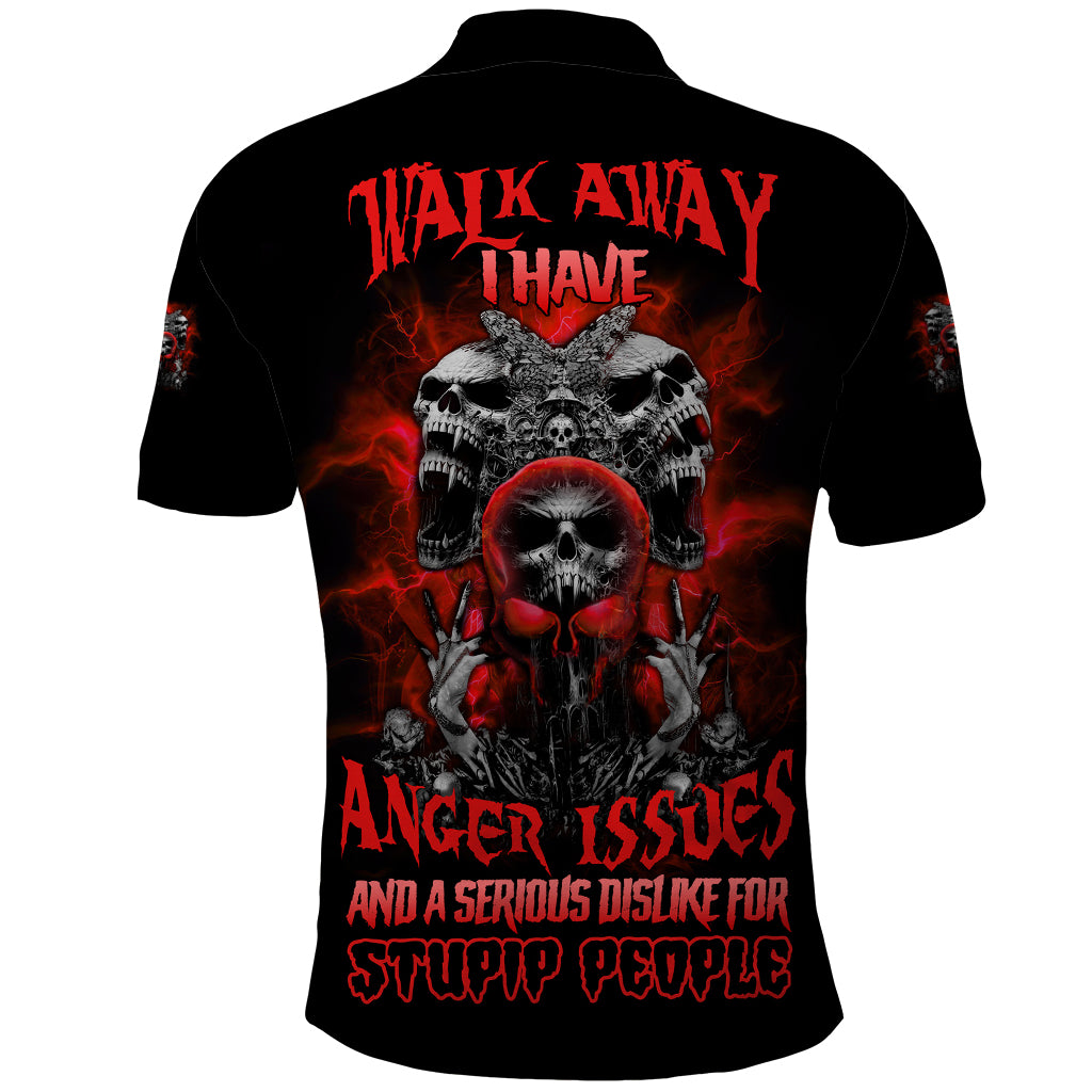 Walk Away I Have Anger Issues Skull Polo Shirt - Wonder Print Shop