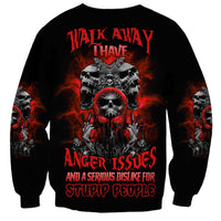Black unisex crewneck sweatshirt with large skull graphic and red text on back