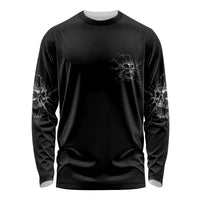 Black long-sleeve shirt with skull and lightning crackle sleeves