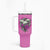 Stuck Between Idk Idc And IDGAF Pink Tumbler With Handle