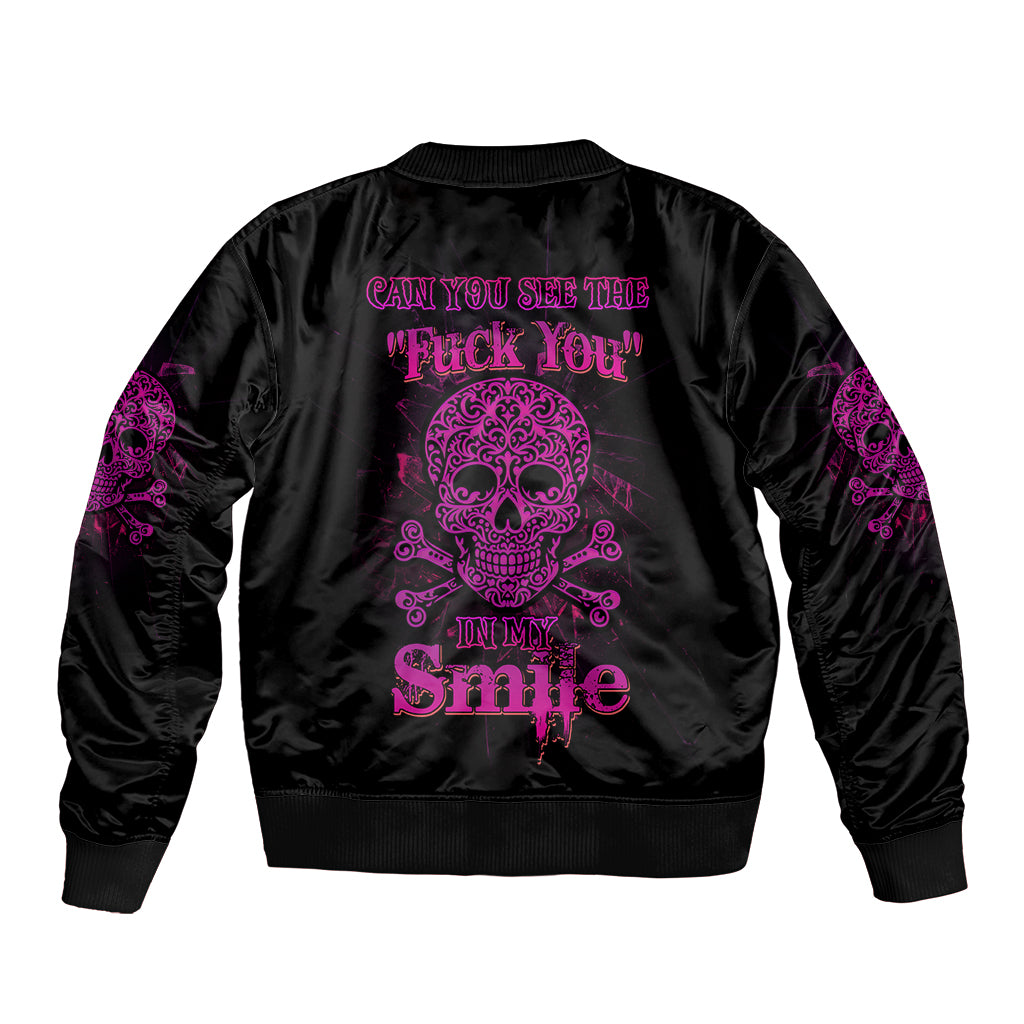 Can You See The F You Skull Rose Bomber Jacket - Wonder Print Shop