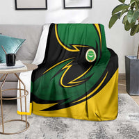 Comoros Blanket with Green Black Yellow Swirl Design and National Emblem Pattern