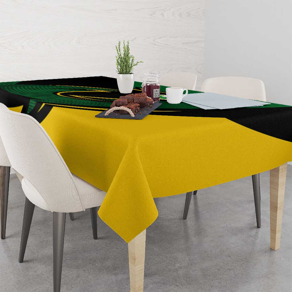 Comoros Tablecloth with Green Black Yellow Swirl Design and National Emblem Pattern
