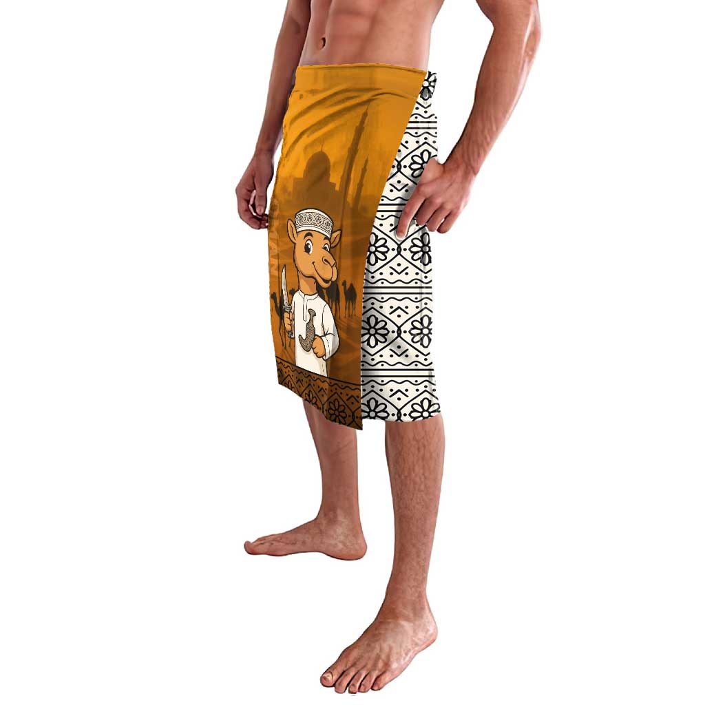 Oman Lavalava with Traditional Camel Character and Desert Silhouette Design