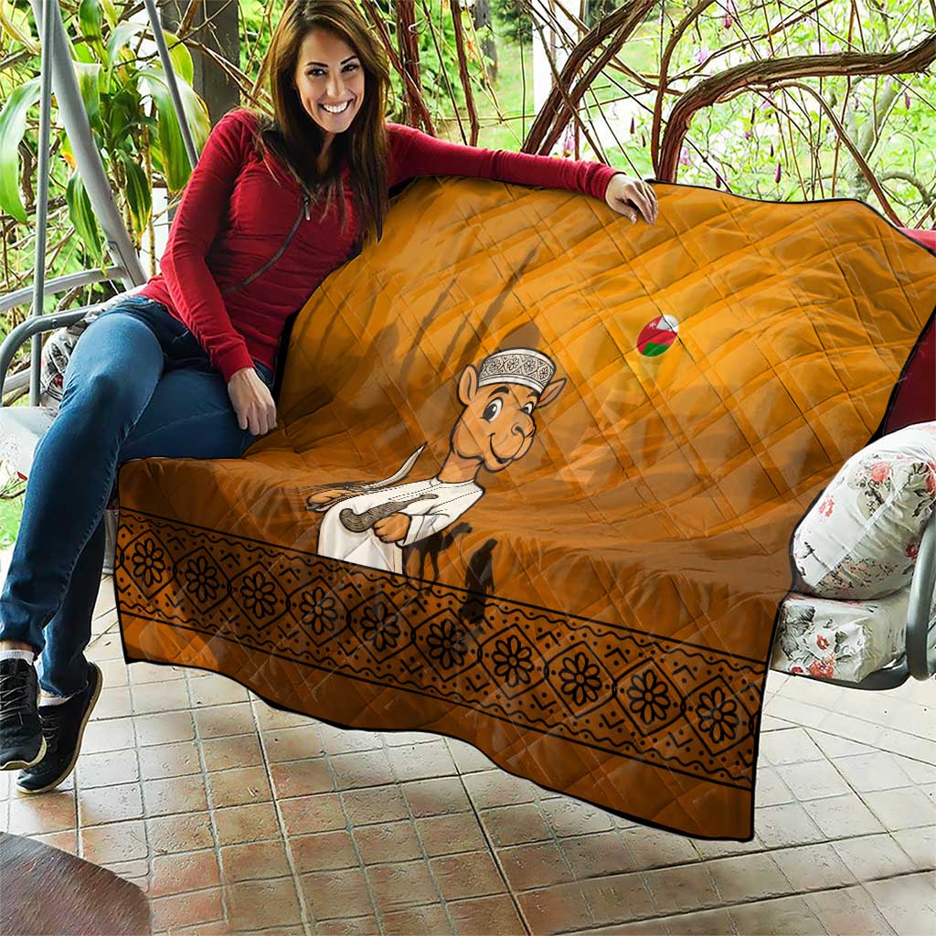 Oman Quilt with Traditional Camel Character and Desert Silhouette Design