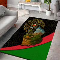 Oman Area Rug with Camel Landscape and Geometric Pattern Design