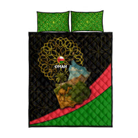 Oman Quilt Bed Set with Camel Landscape and Geometric Pattern Design