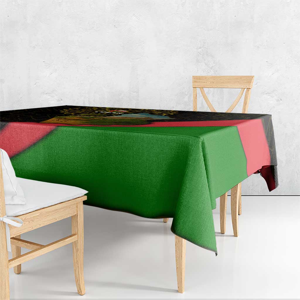 Oman Tablecloth with Camel Landscape and Geometric Pattern Design