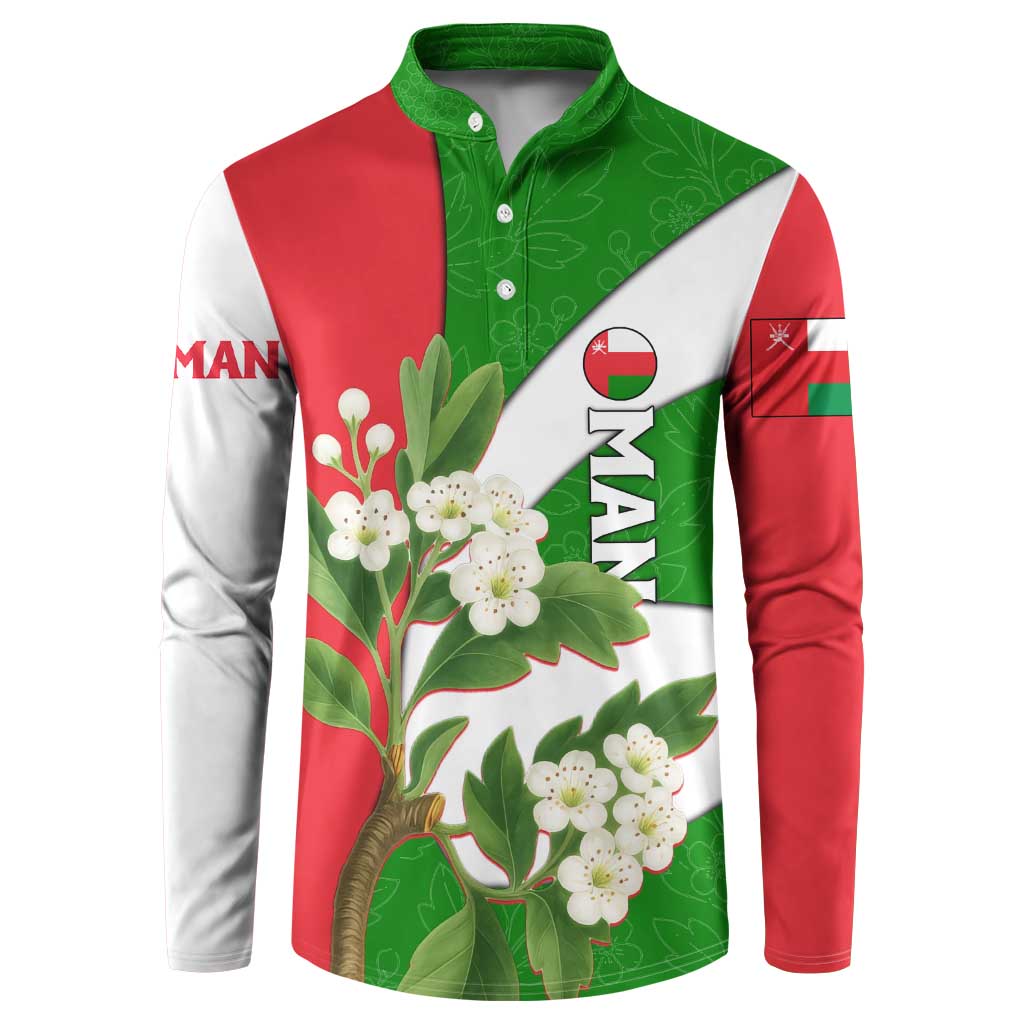 Multicolor button sweatshirt with green/red paneling and white blossom floral graphic