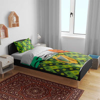 Ireland Bedding Set with Irish Flag Harp and Shamrock Pattern Design