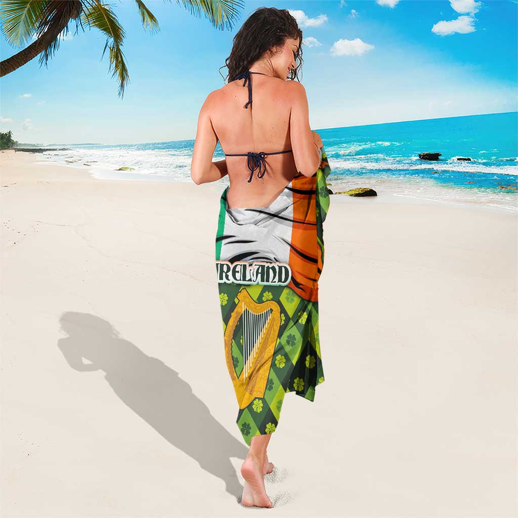 Ireland Sarong with Irish Flag Harp and Shamrock Pattern Design