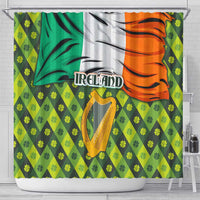 Ireland Shower Curtain with Irish Flag Harp and Shamrock Pattern Design