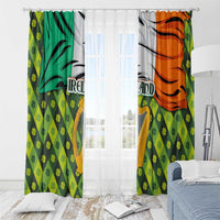 Ireland Window Curtain with Irish Flag Harp and Shamrock Pattern Design