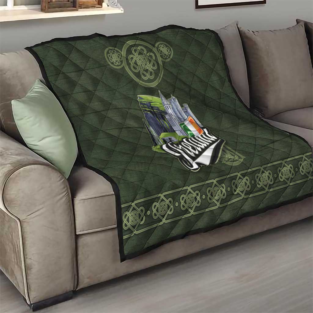 Celtic Ireland Quilt with Irish Flag Castle and Knotwork Design