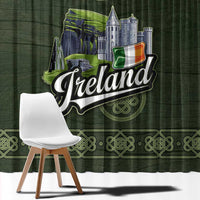 Celtic Ireland Window Curtain with Irish Flag Castle and Knotwork Design
