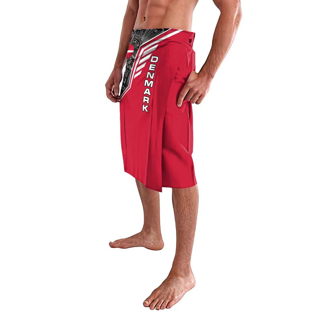 Denmark Flag Lavalava with Viking Rune Pattern and Nordic Crest Design - Wonder Print Shop