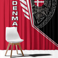 Denmark Flag Window Curtain with Viking Rune Pattern and Nordic Crest Design - Wonder Print Shop