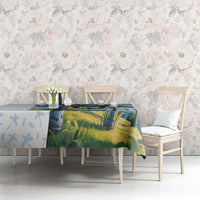 Colombia Palm Tree Landscape Tablecloth with Tropical Flowers and Blue Sky Design - Wonder Print Shop