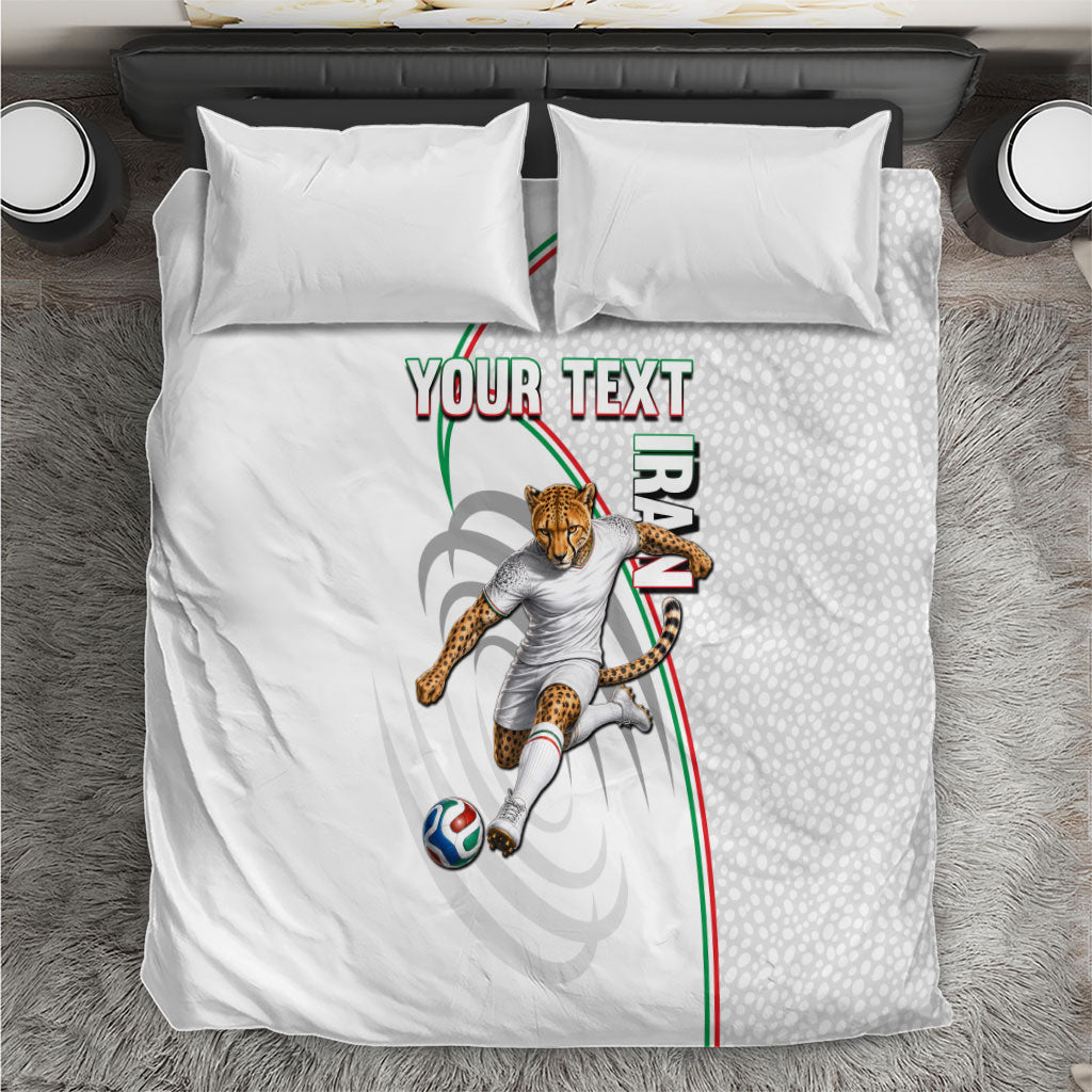 Personalized Iran Football Cheetah Bedding Set Team Melli Persian Soccer Graphic Art