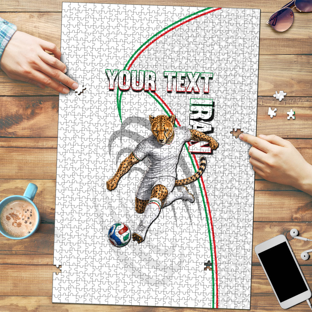 Personalized Iran Football Cheetah Puzzle Team Melli Persian Soccer Graphic Art
