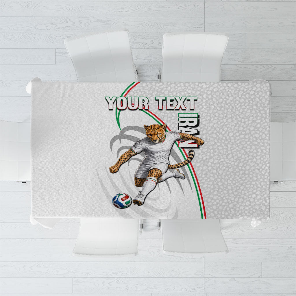 Personalized Iran Football Cheetah Tablecloth Team Melli Persian Soccer Graphic Art