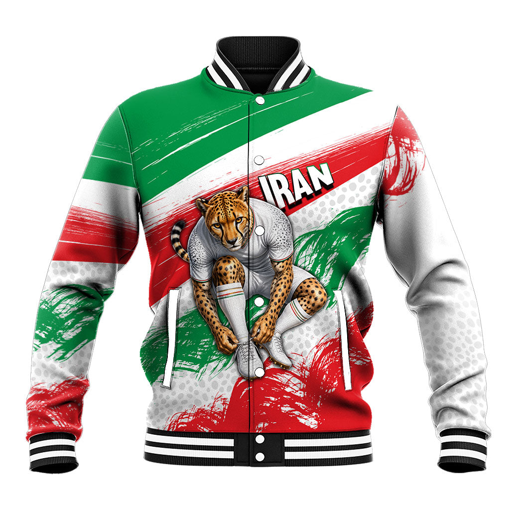 Personalized Iran Football Team Melli Baseball Jacket Iranian Cheetah Patriotic Flag