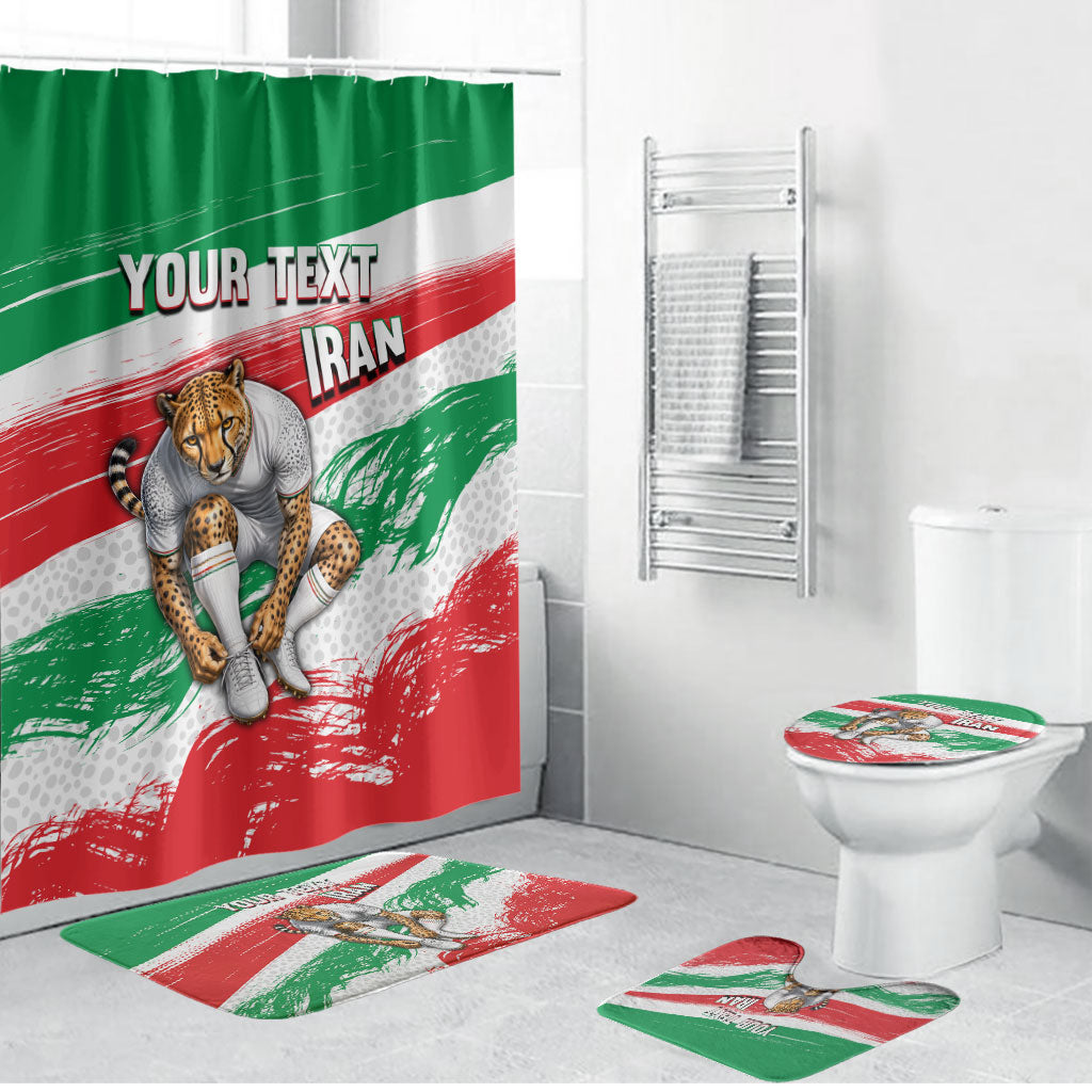 Personalized Iran Football Team Melli Bathroom Set Iranian Cheetah Patriotic Flag