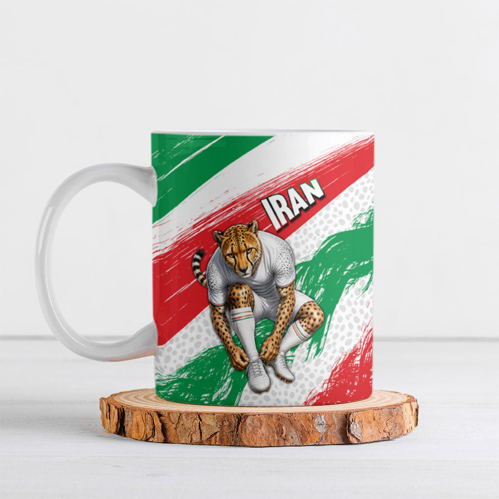 Personalized Iran Football Team Melli Ceramic Mug Iranian Cheetah Patriotic Flag