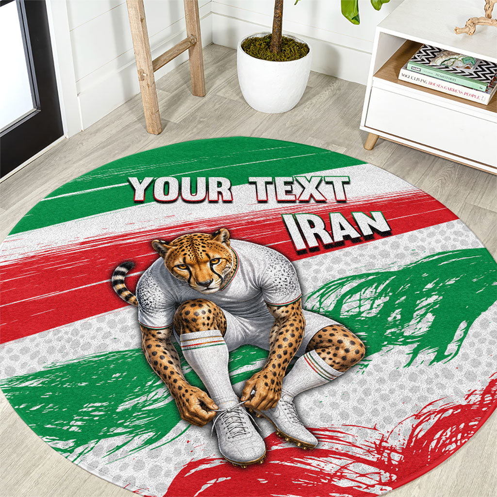 Personalized Iran Football Team Melli Round Carpet Iranian Cheetah Patriotic Flag