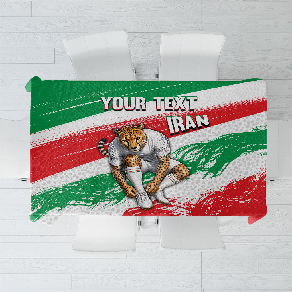 Personalized Iran Football Team Melli Tablecloth Iranian Cheetah Patriotic Flag