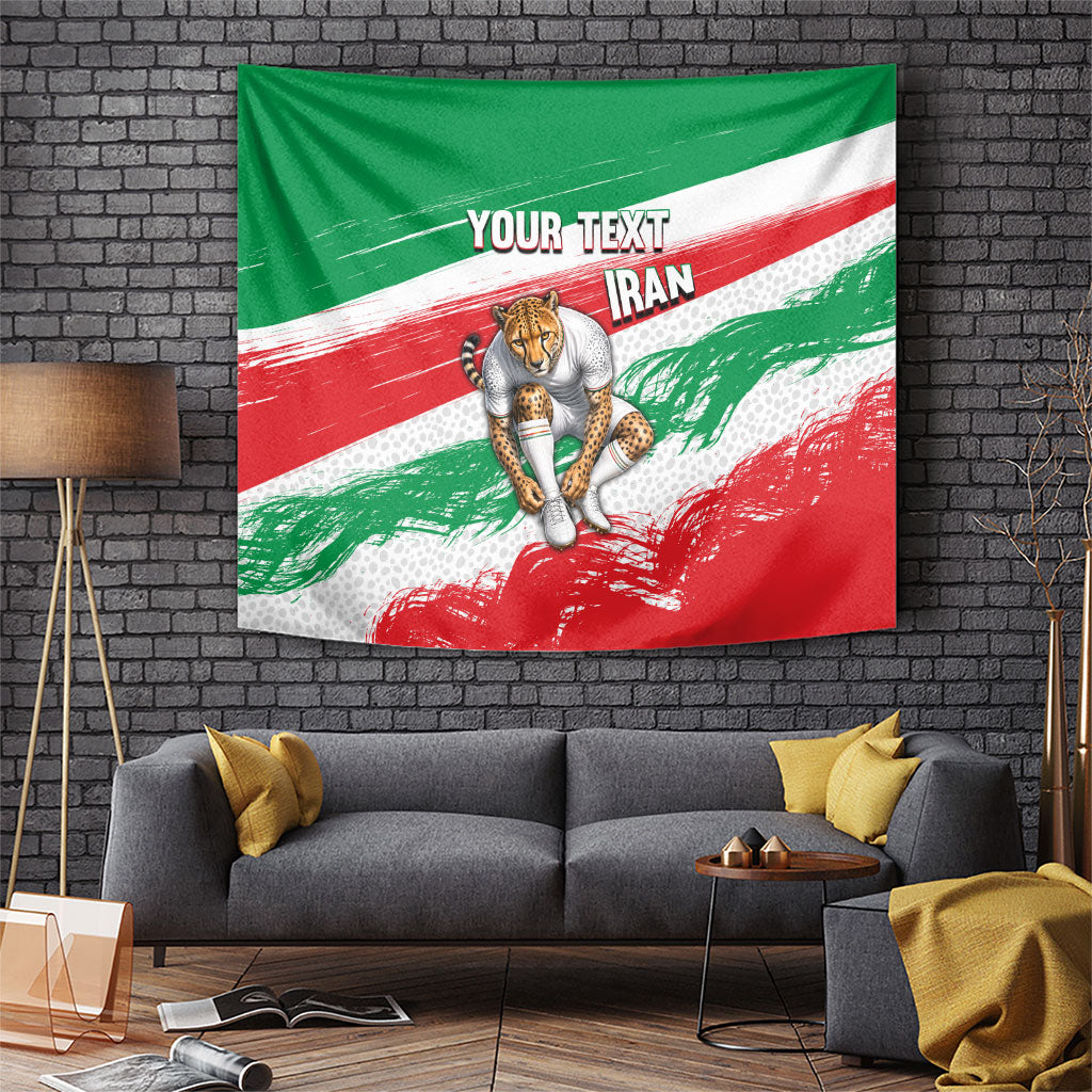 Personalized Iran Football Team Melli Tapestry Iranian Cheetah Patriotic Flag