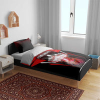 Red Bowling Strike Graphic Bedding Set with Pins and Ball and Custom Name Design - Wonder Print Shop