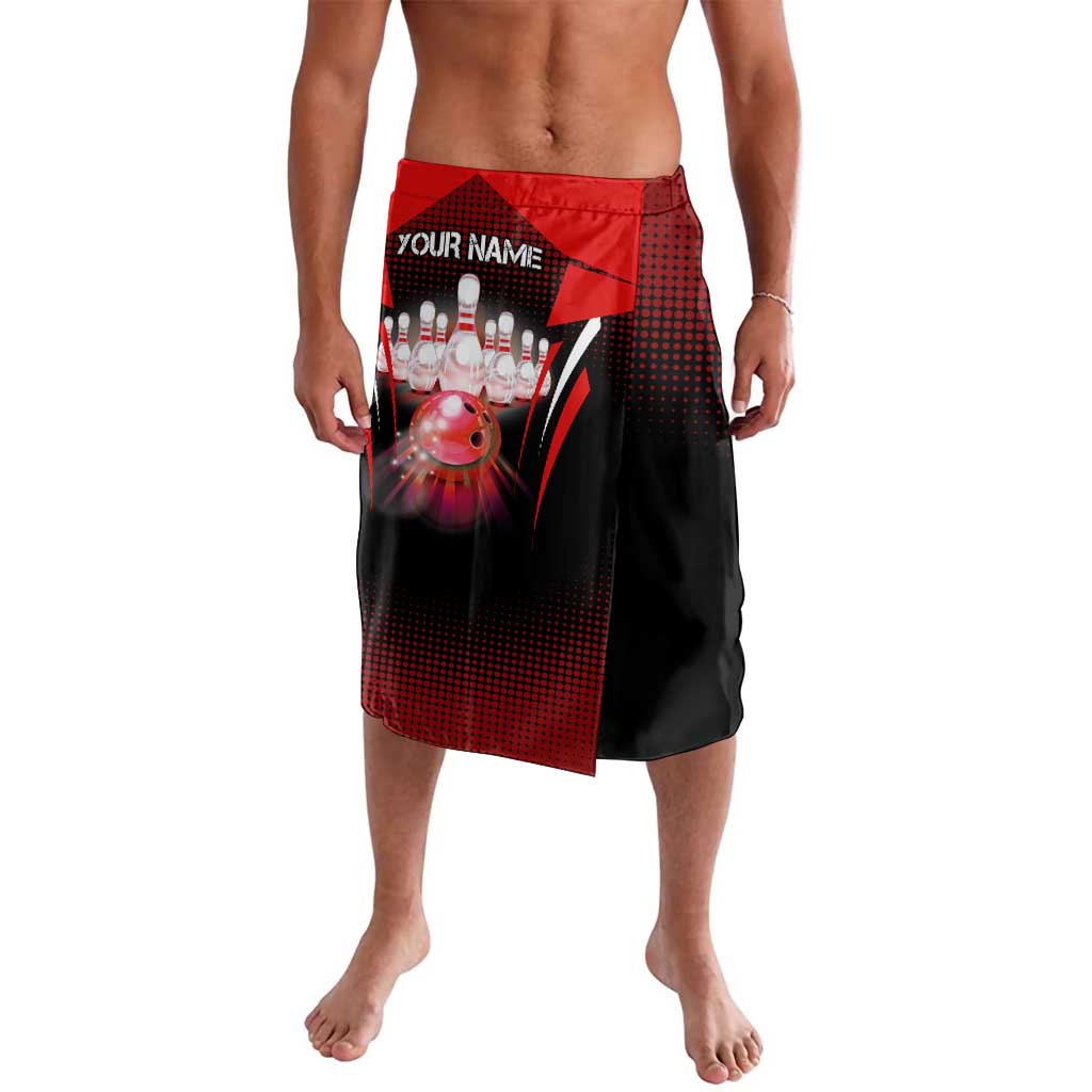 Red Bowling Strike Graphic Lavalava with Pins and Ball and Custom Name Design - Wonder Print Shop