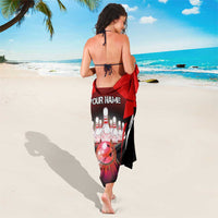 Red Bowling Strike Graphic Sarong with Pins and Ball and Custom Name Design - Wonder Print Shop