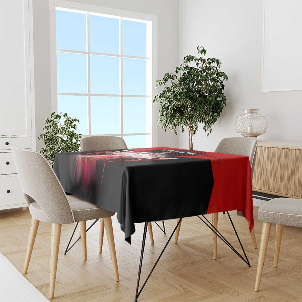Red Bowling Strike Graphic Tablecloth with Pins and Ball and Custom Name Design - Wonder Print Shop