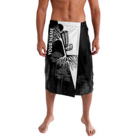 Black and White Disc Golf Tree Graphic Lavalava with Roots Silhouette and Custom Name Design - Wonder Print Shop