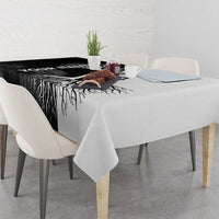 Black and White Disc Golf Tree Graphic Tablecloth with Roots Silhouette and Custom Name Design - Wonder Print Shop