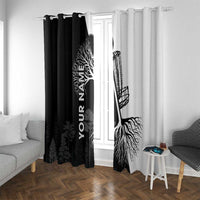 Black and White Disc Golf Tree Graphic Window Curtain with Roots Silhouette and Custom Name Design - Wonder Print Shop