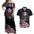 American Flag Skull Couples Matching Off Shoulder Maxi Dress and Hawaiian Shirt Sorry If My Patriotism Offends You Trust Me - Wonder Print Shop